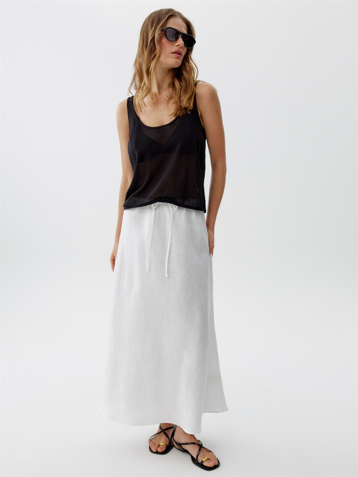 Юбка миди Sela из льна, белый, арт. 52065