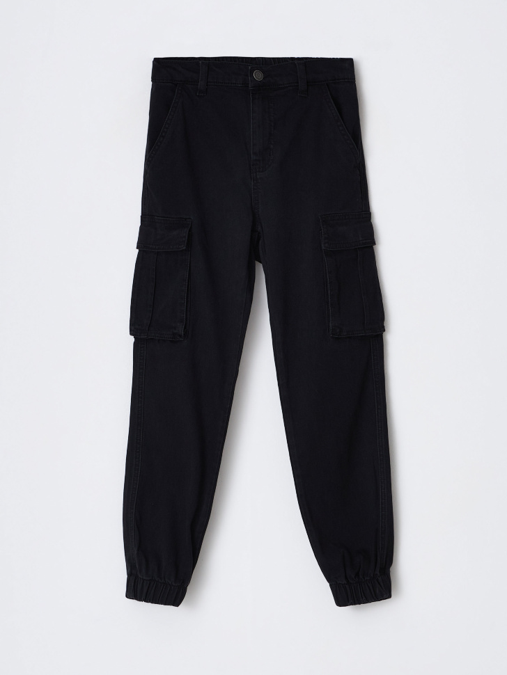 Черные брюки карго для мальчиков (черный, 146)