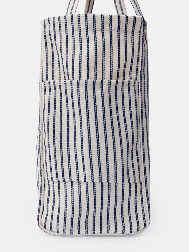хлопковая сумка-шоппер в полоску от бренда sela вид слева