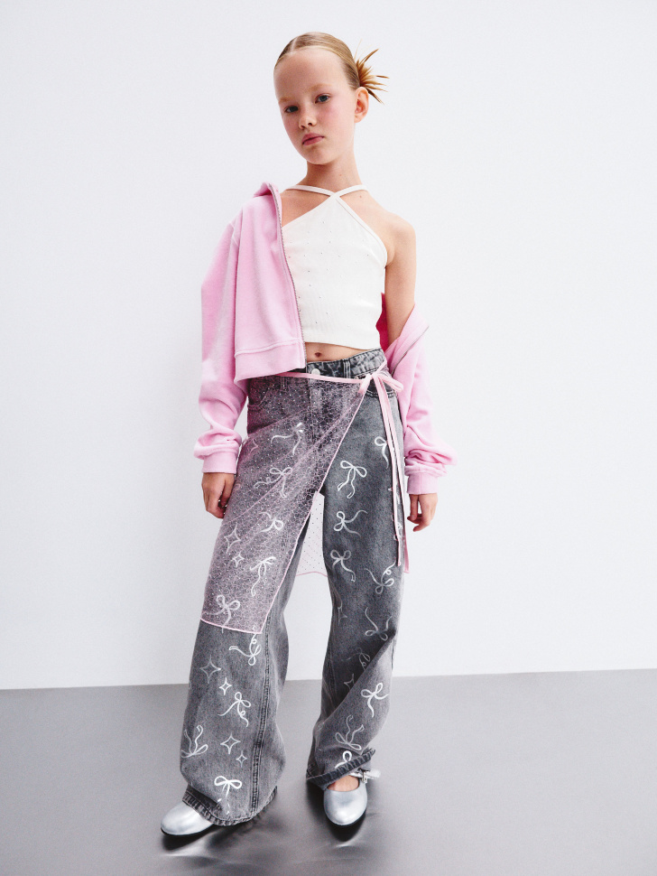 

Джинсы WIDE LEG с бантиками для девочек, SL5811051404