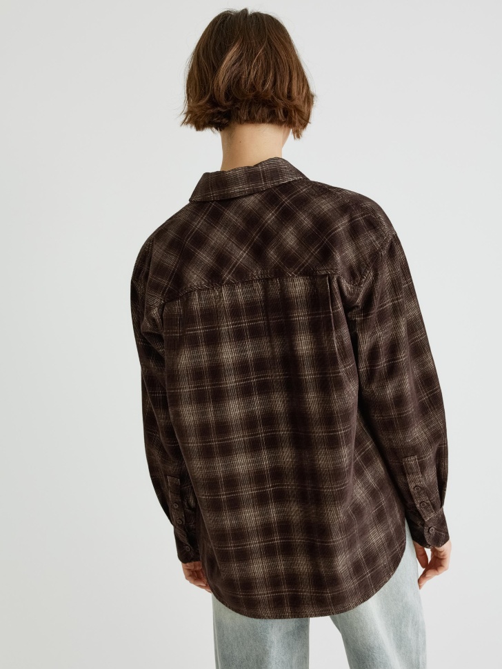 рубашка оверсайз из вельвета в клетку 4610517223654 с промокодом