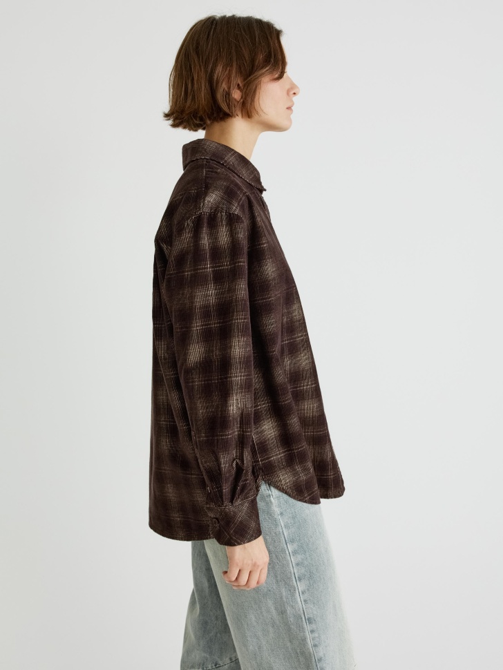 рубашка оверсайз из вельвета в клетку 4610517223654 купить с доставкой