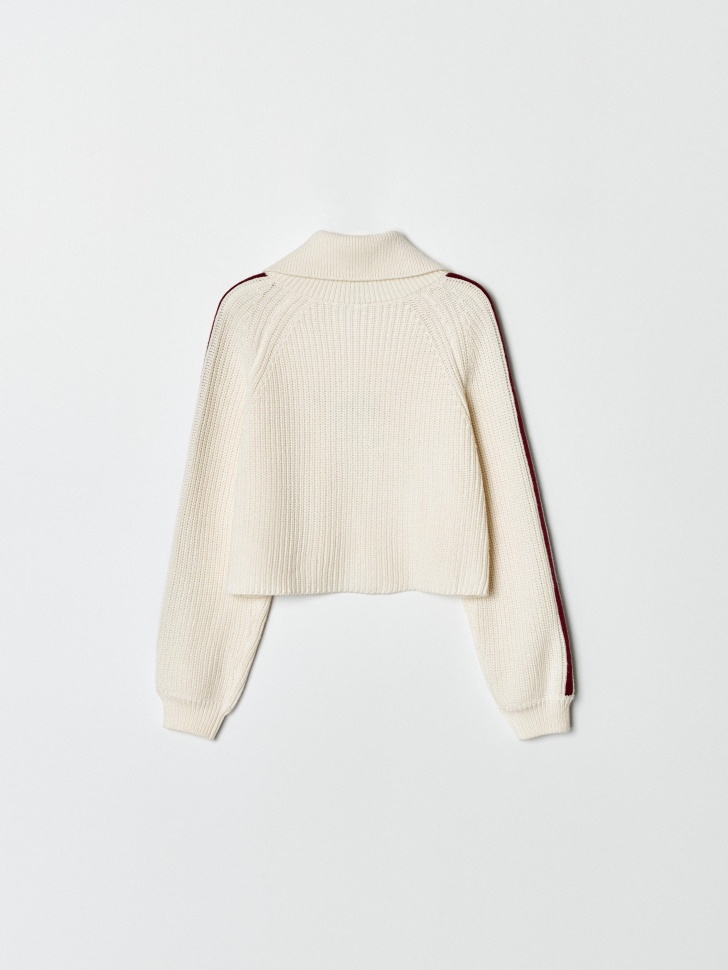 кардиган на молнии для девочек из хлопка спереди