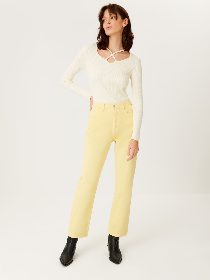 Цветные прямые джинсы (желтый, XXS)