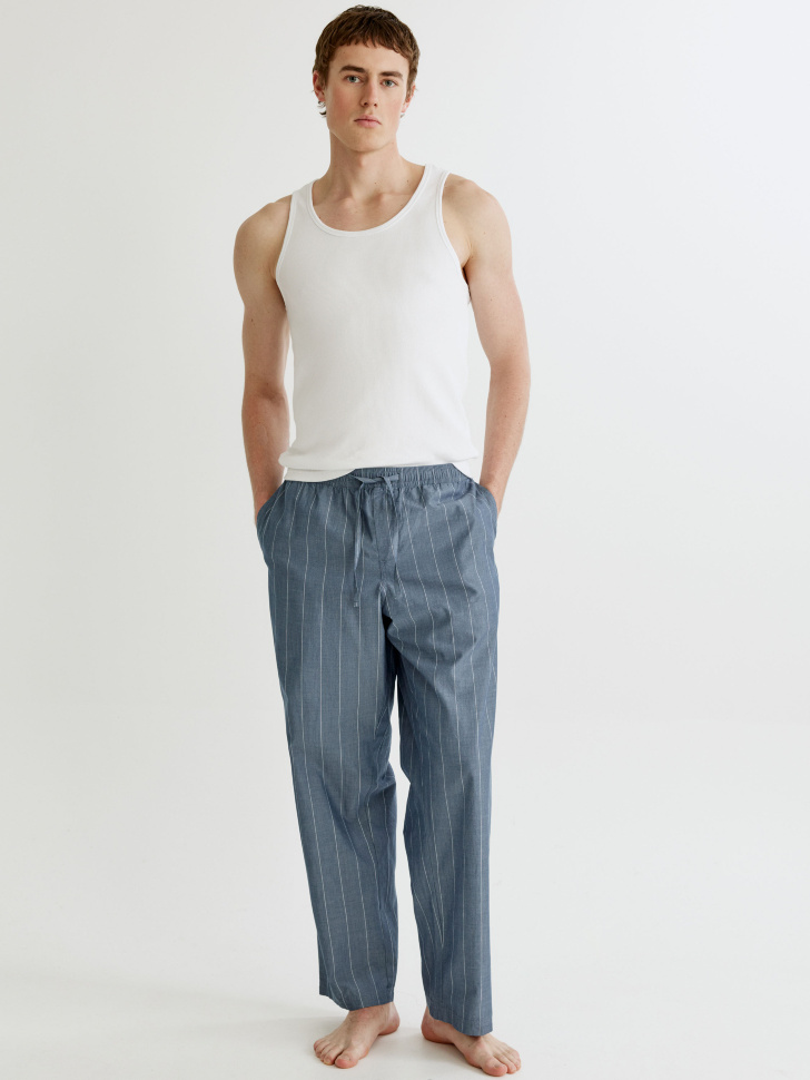 Мужские домашние брюки Sela из хлопка, синий, арт. 35047