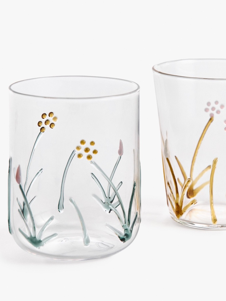 стакан из стекла с рисунком от бренда sela вид слева