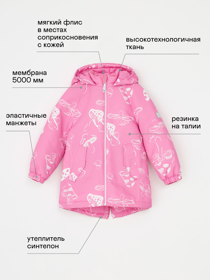 Демисезонная куртка для девочек (розовый, 98) sela 4680168348419 - фото 3