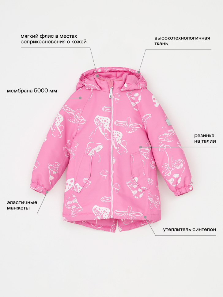 Демисезонная куртка для девочек (розовый, 98) sela 4680168348419 - фото 4