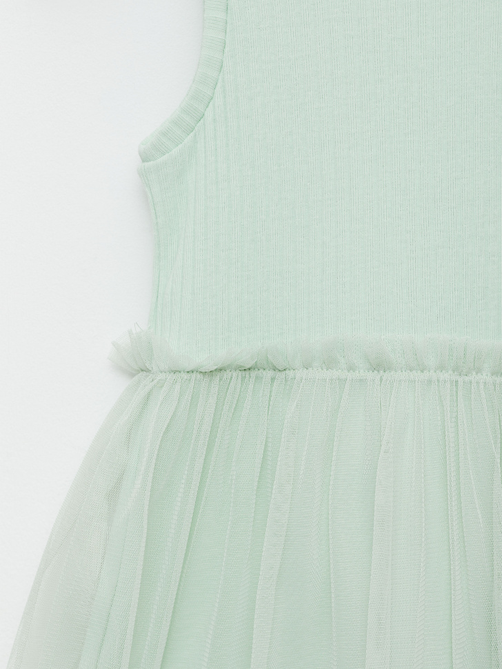 Платье с юбкой из сетки для девочек (зеленый, 128) от Sela
