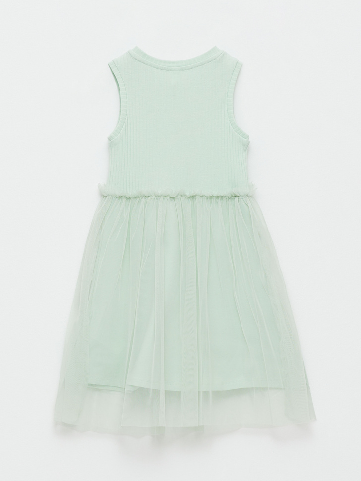 Платье с юбкой из сетки для девочек (зеленый, 128) от Sela