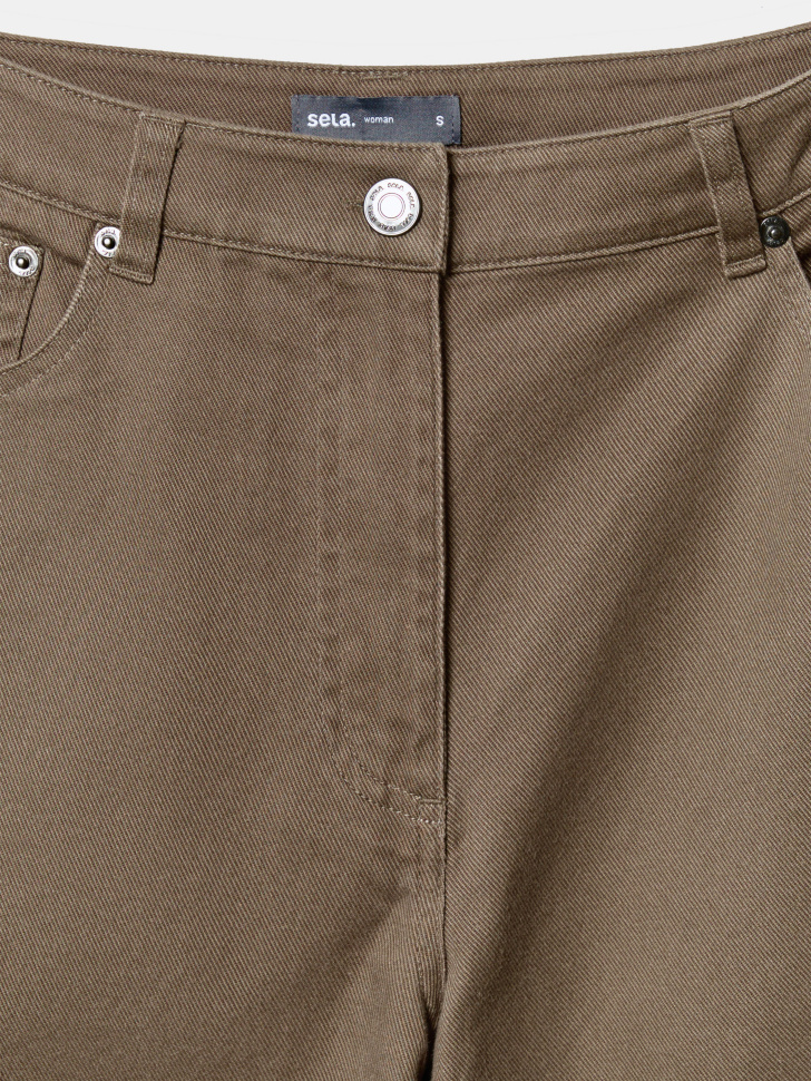 прямые брюки из мягкого хлопка с тенселем универсального стиля с лицевой стороны