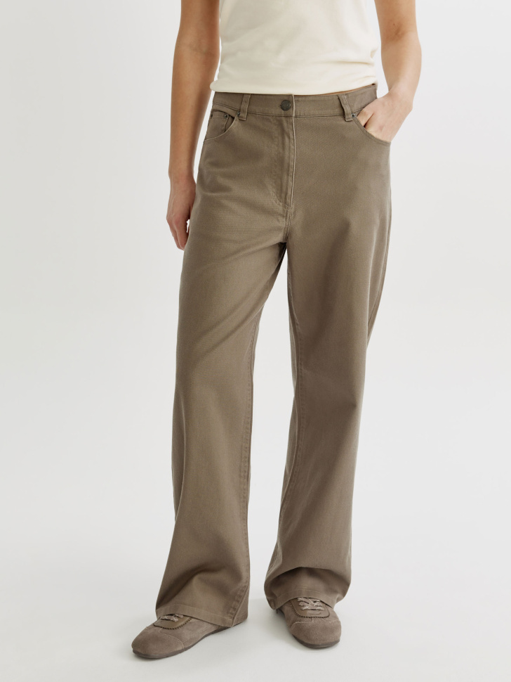 прямые брюки из мягкого хлопка с тенселем от бренда sela вид слева