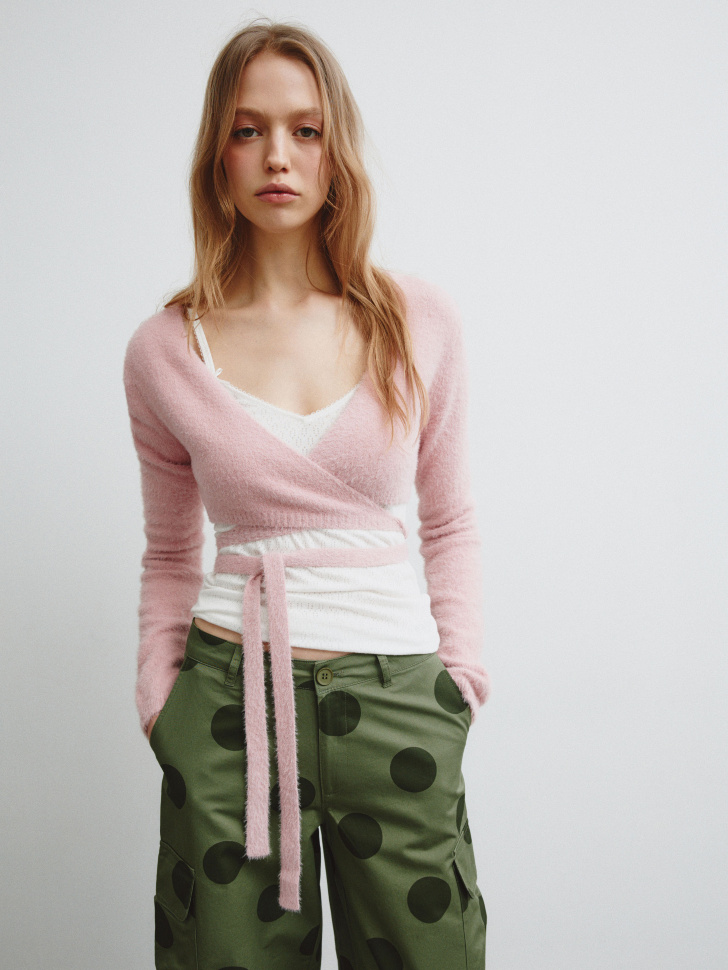 пушистый кардиган на запах из линейки  young 4610517649492 фотография