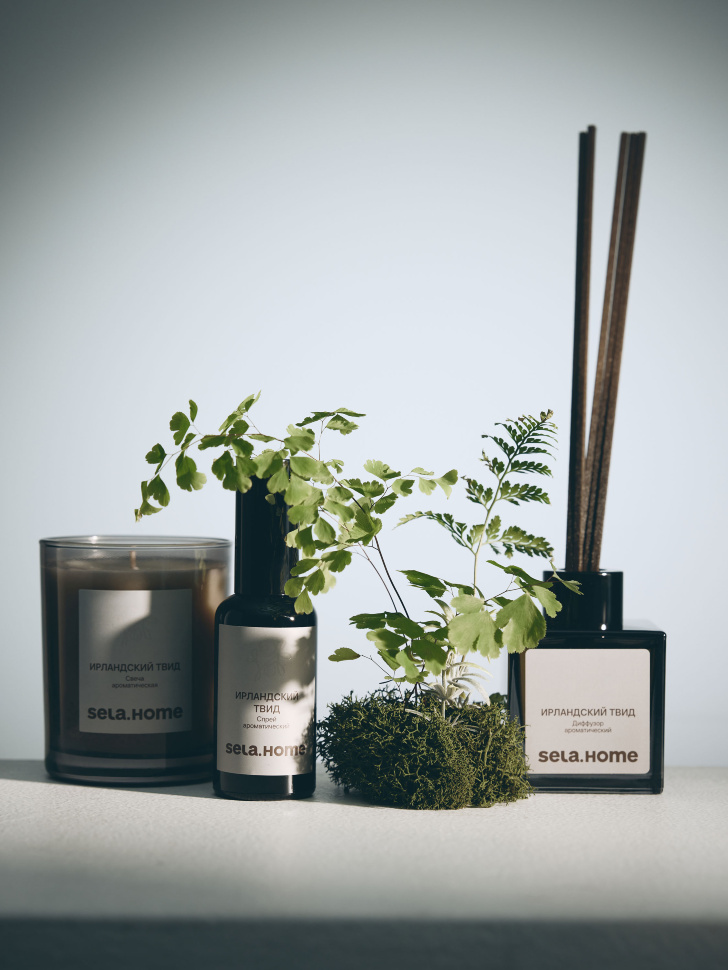 ароматический диффузор «ирландский твид» от бренда sela вид слева