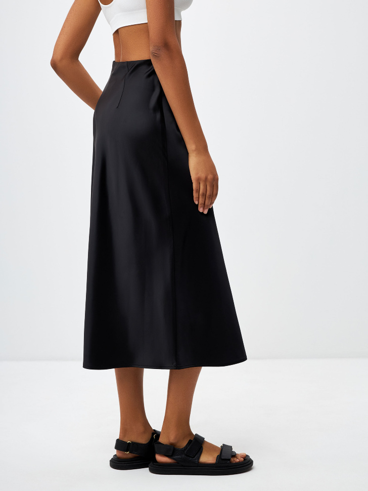Сатиновая юбка миди (черный, M) sela 4680168433528 - фото 4