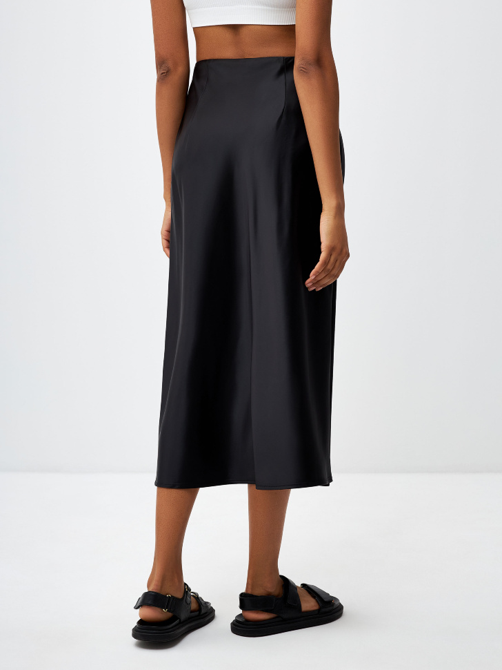 Сатиновая юбка миди (черный, M) sela 4680168433528 - фото 5