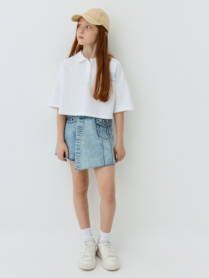 Джинсовая юбка-шорты для девочек - фото 4