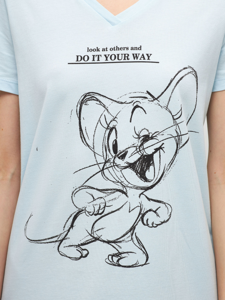 Ночная сорочка с принтом Tom & Jerry (голубой, S) sela 4680129927936 - фото 5