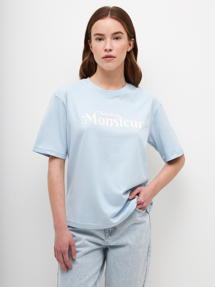 

Футболка с принтом, Голубой