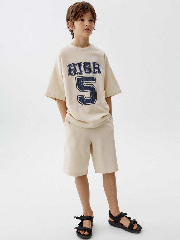 Комплект футболка и шорты Sela для мальчика, бежевый, арт. 52096