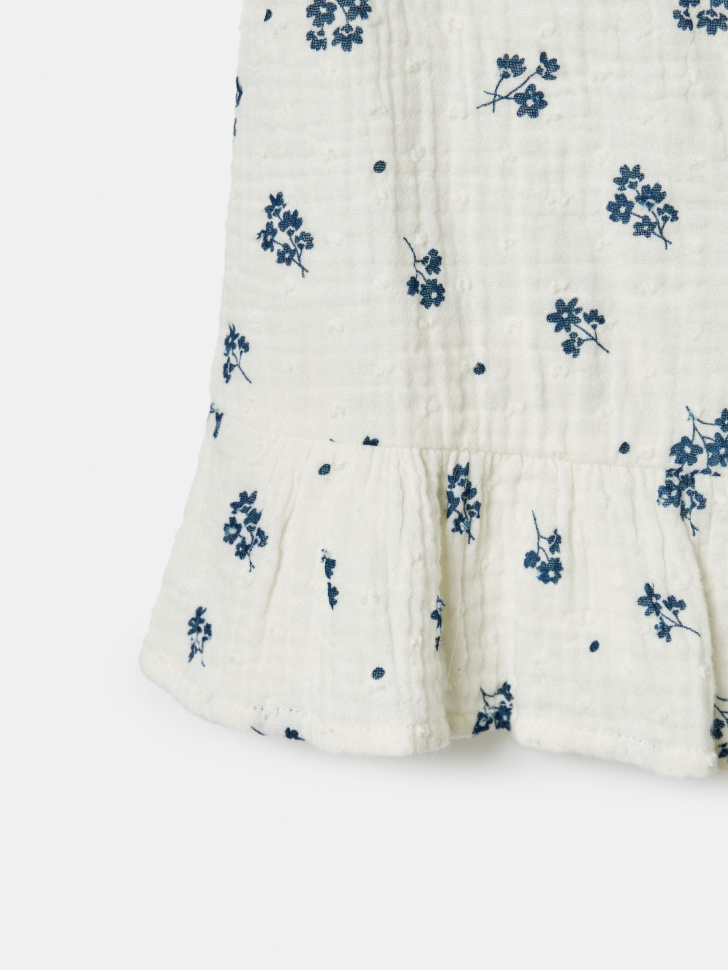 блузка из муслина с принтом для девочек из хлопка спереди