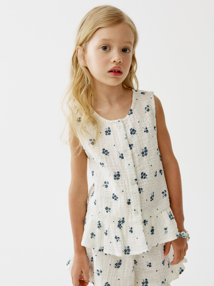 блузка из муслина с принтом для девочек 4610517656605 фотография