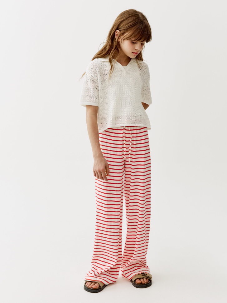 вязаное поло для девочек от бренда sela вид слева