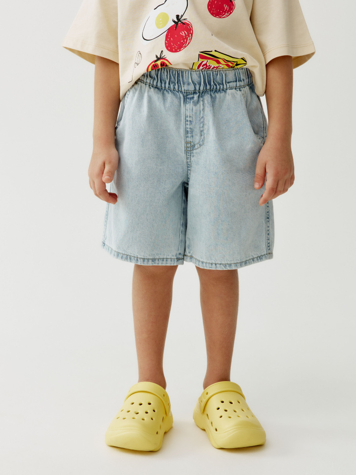 джинсовые шорты на резинке для мальчиков от бренда sela вид слева