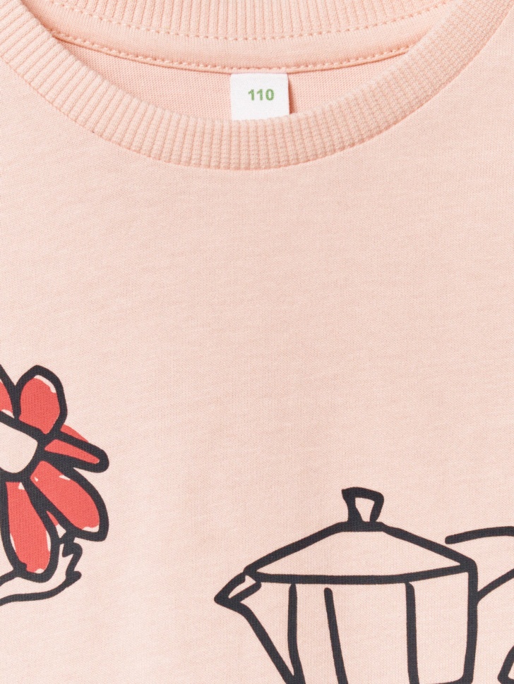 футболка с принтом для девочек из хлопка спереди