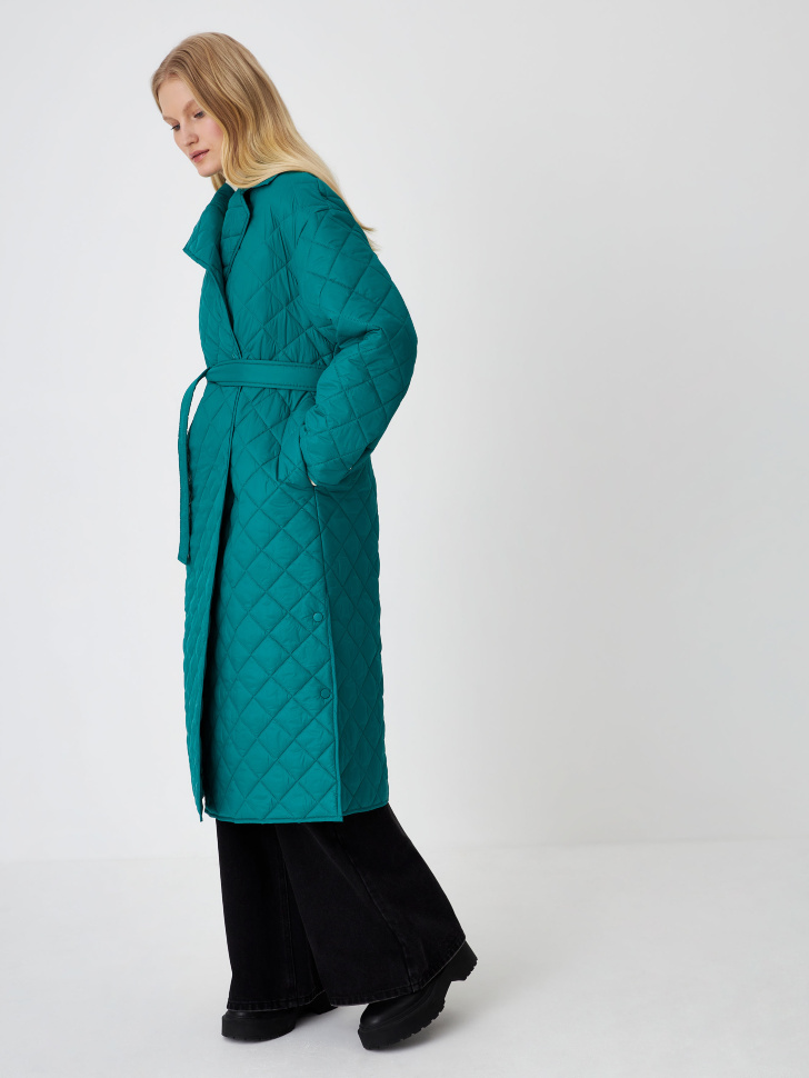 Картинка - Стеганое пальто-халат (зеленый, XL)