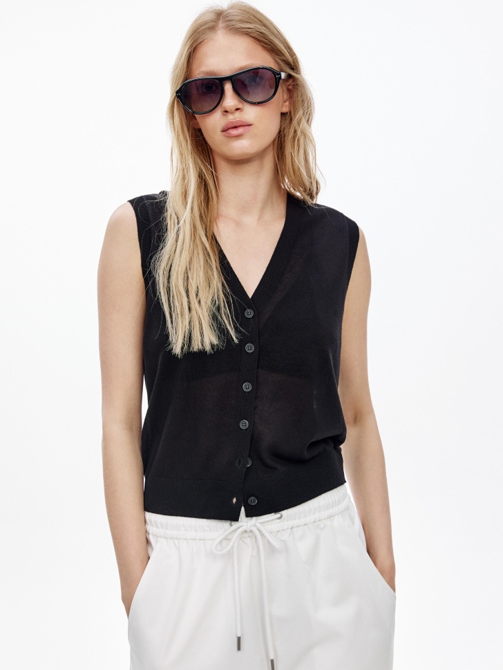 вязаный жилет из смесового лиоцелла с содержанием льна 4610517844316 фотография