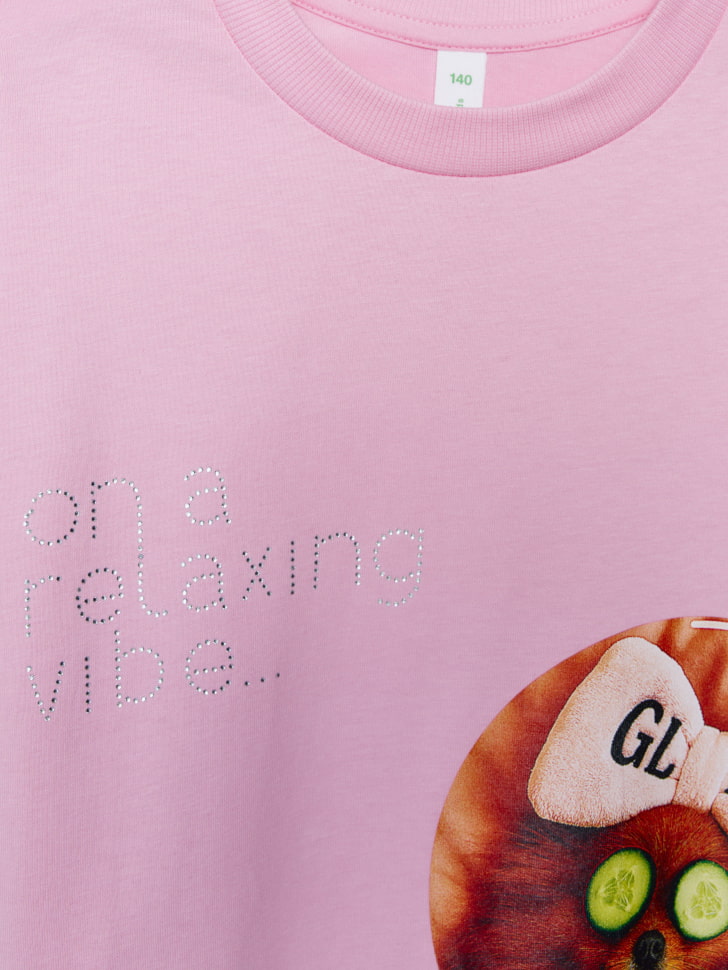 футболка оверсайз с принтом для девочек 4680798752686 с промокодом