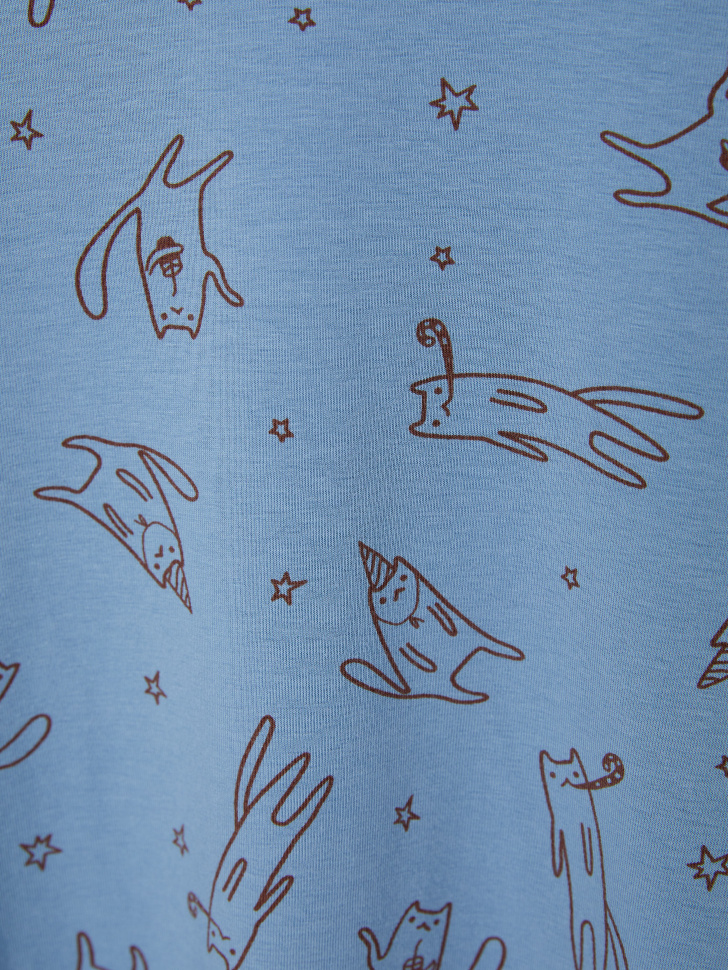 Пижама с принтом для девочек (голубой, 122-128 (7-8 YEARS)) sela 4680129055844 - фото 3