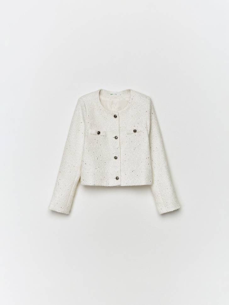 укороченный твидовый жакет для девочек 4610517018045 фотография