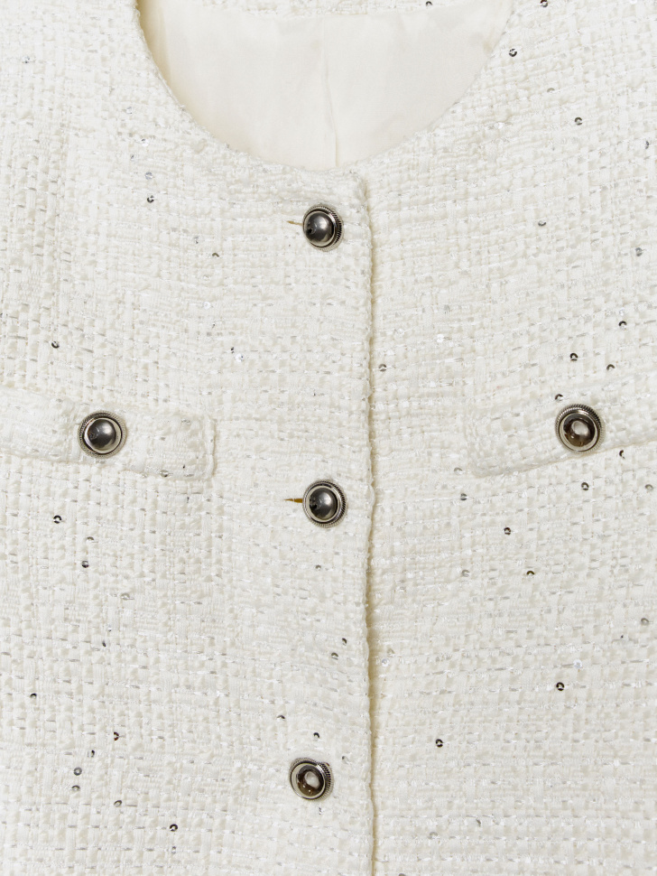 укороченный твидовый жакет для девочек 4610517018045 по акции