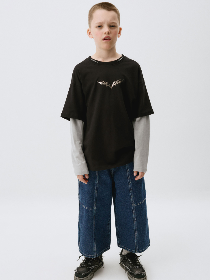 лонгслив оверсайз с принтом детский 4680704102963 по акции