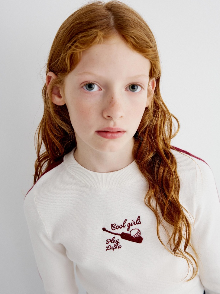 вязаный джемпер с вышивкой для девочек 4610517181039 в интернет магазине