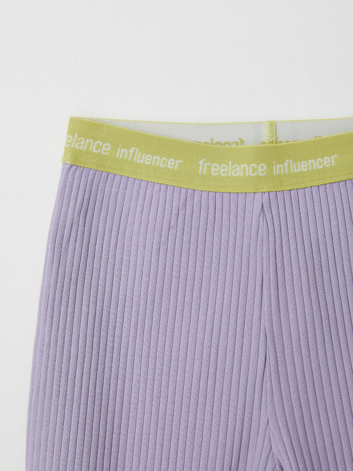 Трикотажная пижама в рубчик для девочек (фиолетовый, 122-128 (7-8 YEARS)) sela 4680129211721 - фото 3