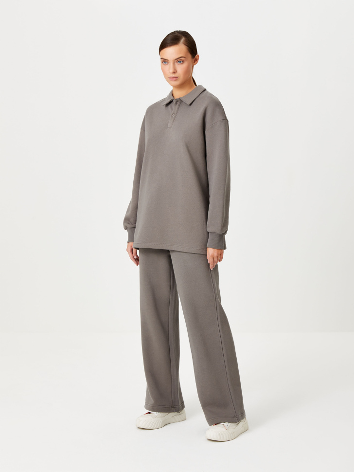 Трикотажные широкие брюки (серый, XL) sela 4680129207342 - фото 1