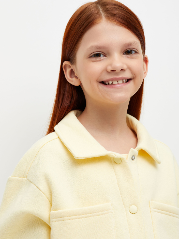 Трикотажная рубашка для девочек (желтый, 152/ 12-13 YEARS) sela 4680129227296 - фото 5
