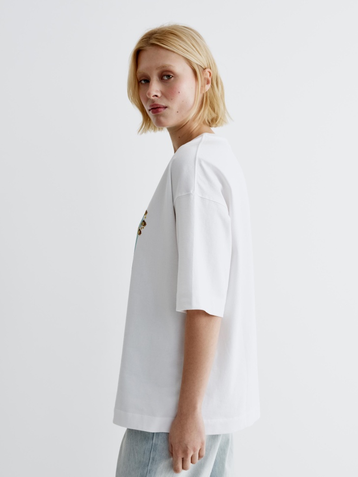 футболка оверсайз с принтом  x союзмультфильм из хлопка спереди