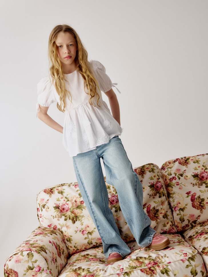 

Широкие джинсы с высокой посадкой для девочек, SL6803051405