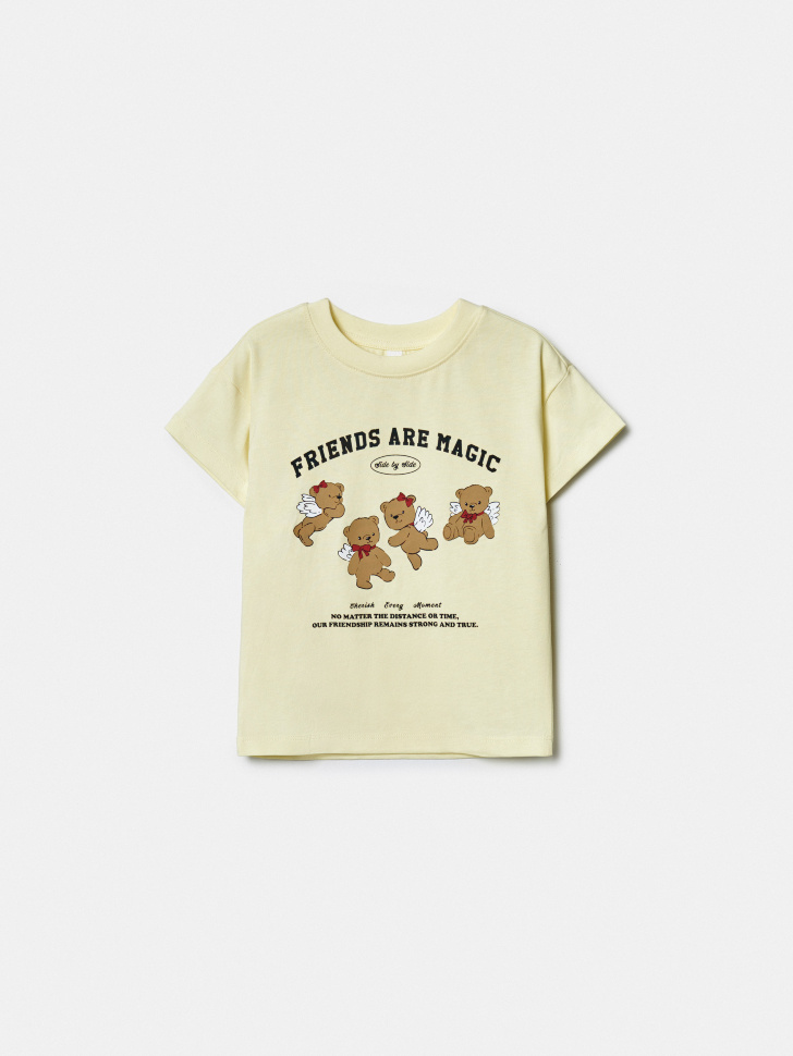 Футболка Sela оверсайз с принтом для девочек, желтый, арт. 43064