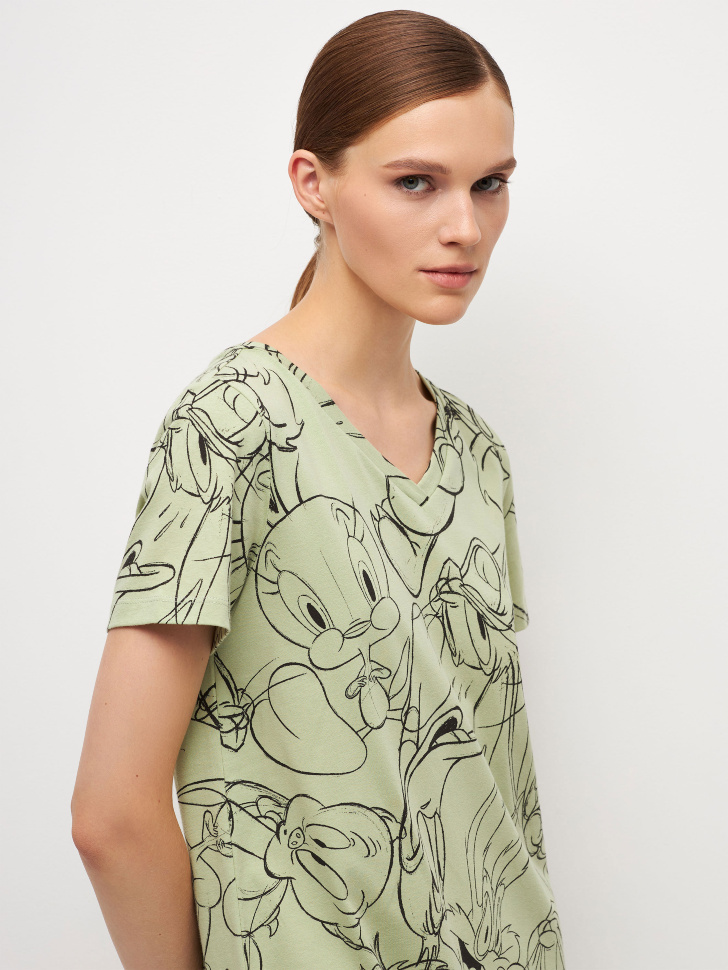 Ночная сорочка с принтом Looney Tunes (зеленый, XS) sela 4680129927981 - фото 3
