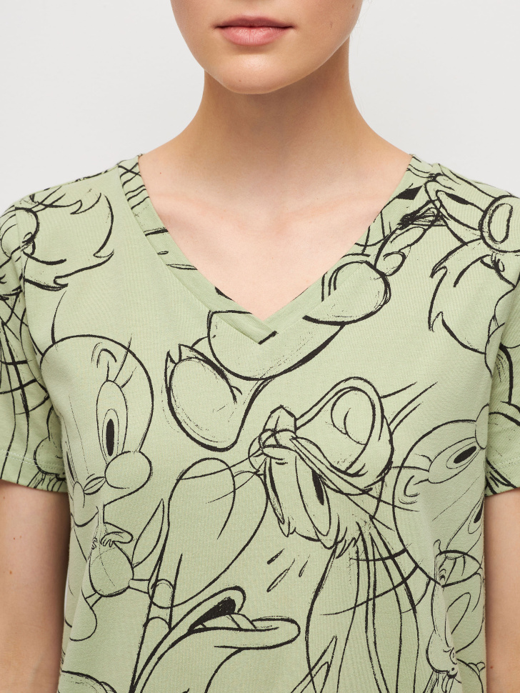 Ночная сорочка с принтом Looney Tunes (зеленый, XS) sela 4680129927981 - фото 5
