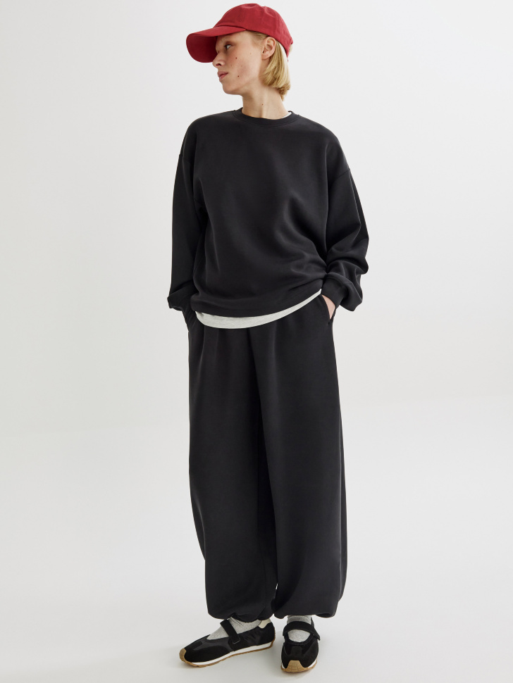 Брюки-аладдины Sela из интерлока, черный, арт. 52813