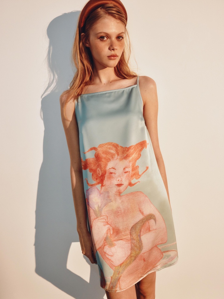 Атласное платье SELA ART PEOPLE, голубой, арт. 52197