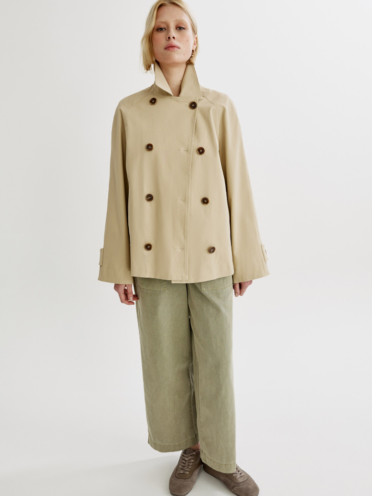 Брюки Sela укороченные широкие, хаки, арт. 43921