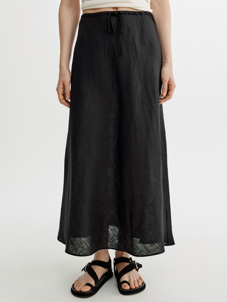 юбка миди из льна от бренда sela вид слева