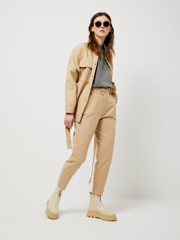 

Брюки paperbag fit, Бежевый